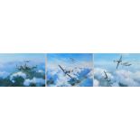 After ROBERT TAYLOR; three first edition coloured prints depicting aeroplanes; "Hurricane",