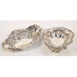 A late Victorian hallmarked silver pierced bonbon dish of heart shaped form decorated with swags