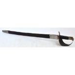 A sword bayonet with leather grip, solid knuckle guard,