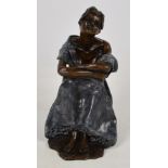 BENSON LANDES (1927-2013); a bronze figure of an informally scantily clad seated girl "Juanita",