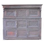 A large 17th century oak court cupboard,