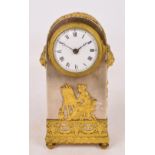 A 19th century French gilt metal and silvered metal dome topped timepiece with white enamel dial