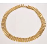 A 9ct part textured yellow gold necklace, approx 18.4g.