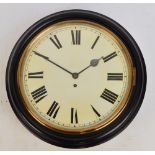 A late 19th century ebonised circular wall clock,