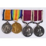 Four WWI medals; the Victory Medal, the British War Medal,