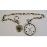 An early 20th century silver cased open face crown wind pocket watch,