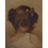 E.D. SCOTT; oil on canvas, profile portrait study of a young girl, signed, 30 x 22cm, framed.