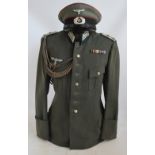 A period German Third Reich pioneer officer's tunic and cap for Battalion 1,