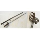 An officer's dress sword with shagreen grip, pierced knuckle guard,