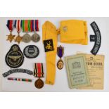 Four WWII medals to include the Defence Medal and the France and Germany Star,