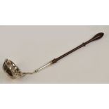 A George II hallmarked silver toddy ladle with shaped oval bowl,