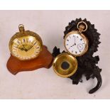 A gold plated half hunter crown wind pocket watch,