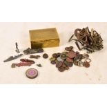 A collection of various metal detector finds to include buckles, buttons,