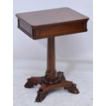 GILLOWS; an early to mid 19th century figured walnut work table,