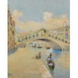 VITTORIA RAPPINI (1877-1939); watercolour "The Realto Bridge, Venice", signed, 36 x 27cm,