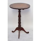 A late Victorian occasional table with chess top inlaid detail,