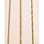 A 9ct three coloured gold plaited chain necklace, length 43cm,