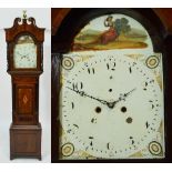 A 19th century oak and mahogany inlaid longcase clock, with associated thirty hour movement,