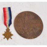 A WWI remembrance plaque to John Gaitley and a 1914 Star awarded to the same; 5263 Pte J.