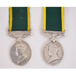 Two George VI Territorial Efficiency Medals awarded to 4272513. Bdr. K.Hogarth. R.A.