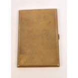 A 9ct yellow gold cigarette case of rectangular form with overall engine turned decoration,