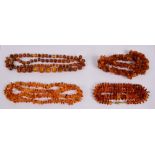 A Baltic amber necklace with graduated rounded beads, length 78cm (one bead missing),