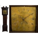 An 18th century brass 12" square longcase clock dial set with Roman numerals and inscribed "EDW