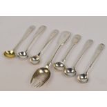 A group of George III hallmarked silver Old English pattern salt spoons to include a pair by