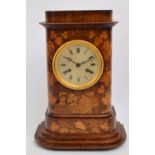 A mid 19th century rosewood and satinwood inlaid mantel clock,