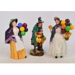 Three boxed Royal Doulton figures; HN2103 "The Mask Seller", HN1843 "Biddy Penny Farthing",