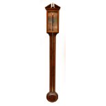 A modern mahogany inlaid stick barometer, the engraved dial inscribed "Comitti and Son, London",