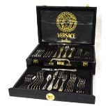 A forty-eight piece canteen of silver plated Versace Rosenthal cutlery presented in ebonised case