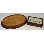 An oval engraved copper plaque inscribed 'Richard Dunston Ltd., controlling Henry Scarr Ltd.