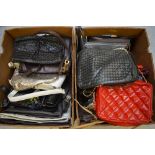Over twenty vintage handbags to include various coloured leather handbags and evening bags,
