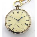 A hallmarked silver open faced pocket watch,