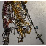 A small quantity of vintage beads to include cut glass examples and rosary beads.