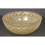 A large Lalique glass bowl decorated in the 'Nemours' pattern, moulded mark to interior 'R.