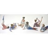 A set of six Lladró female acrobatic figurines (6).