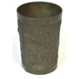 A pewter George Dewey commemorative beaker inscribed 'Maine', height 10cm.