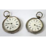 Two small silver open faced pocket watches,