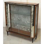 A retro display cabinet on rounded tapering legs, width 99cm.