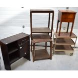 Two trolley tables, a two-tier occasional table,