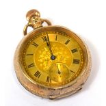 A small 9ct gold open faced crown wind pocket watch,
