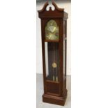 A modern mahogany longcase clock with broken swan neck pediment,