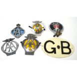 A automobile collector's lot comprising car badges to include AA and RAC.