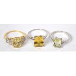 Three 9ct gold dress rings (3).