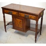 A mahogany and walnut side table,