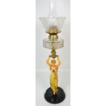 A Victorian oil lamp,