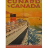 A Cunard poster of 'Franconia', 'Scythia', 'Samaria' and 'Ascania', Cunard to Canada, 99 x 63cm,