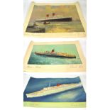 Three shipping-related posters; Cunard White Star Line, 'The New Coronia',